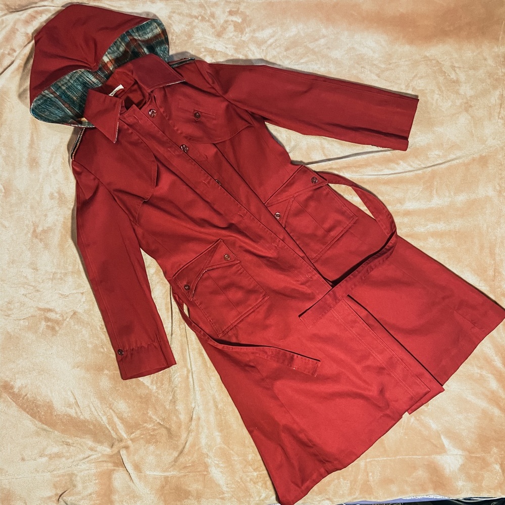 Vintage Cherry red trench coat